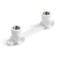 PP-R Угольник двойной с креплением комбинированный ВР Серый 20-1/2 865004