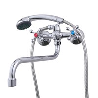 {{photo.Alt || photo.Description || 'Смеситель для ванны и раковины 1/2 кер F2208 FRAP с шар перекл КРЕСТ, S излив, хром, латунь'}}