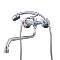 {{photo.Alt || photo.Description || 'Смеситель для ванны и раковины 1/2 кер F2220 FRAP с шар перекл КРЕСТ конус, S излив, хром, латунь'}}