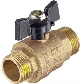 Кран шаровый TIM 1/2" без покрытия штуцер / штуцер  [ручка бабочка черная]  [20 шт], арт. DE1217 DE1217