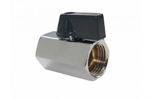 Кран шаровый мини хромированный TIM 1/2"  гайка / гайка (черная ручка)  [10 шт], арт. DE22FF-N DE22FF-N