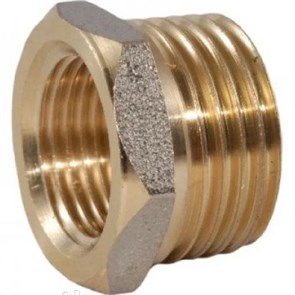 Футорка латунная никелированная переходная TIM 3/8"-1/4" штуцер/гайка  [10 шт], арт. BX089N BX089N