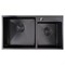 Мойка настол.монтаж 72х40 (3,0) 2-х ЧАШЕВАЯ вып 3 1/2  MIXLINE PRO 22см с сифоном (черный графит) 547241