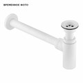 Сифон бутылочный Wirquin LINEIS 1 1/4" с выпуском, трубка 300 х 32 мм, латунь, белый 880914