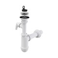 Сифон бутылочный для раковины 1 1/4" x 40 мм со штуцером и нерж. peшeткой DN63, пластик, белый 866015