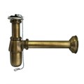 Сифон бутылочный латунный с выпуском (1 1/4"х32мм, D60мм сливная решётка), низкой колбой, пробкой, ц 878902